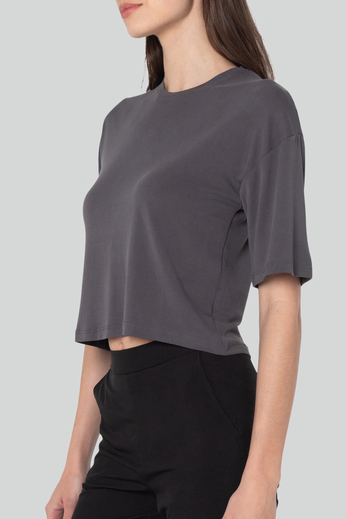 Pure & Simple Cropped T-Shirt Black Grey Gray White
